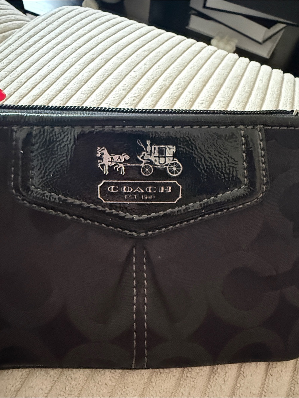 Coach Black Signature Wristlet Pouch with Logo Plaque - Picture 5 of 5
